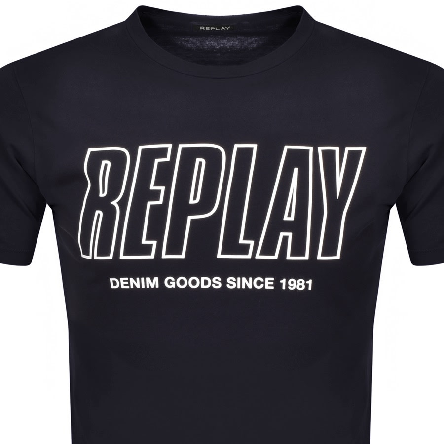 Alternative Image for ProductReplay Logo Crew Neck T Shirt Navy2
